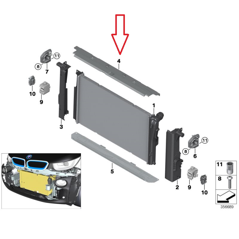 radyatör üst braketi f20 f30 f32 17117600543